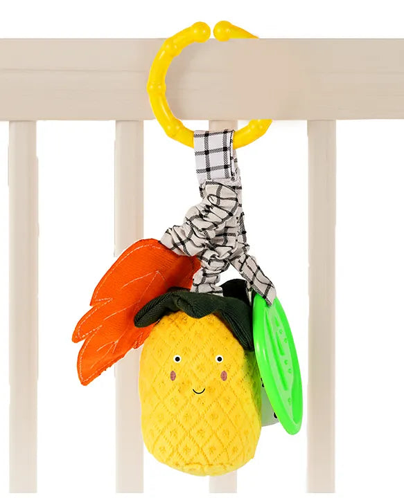 Nuluv Pineapple Baby Rattle – Soft Teether & Crinkle Toy, BPA-Free, 3+ Months