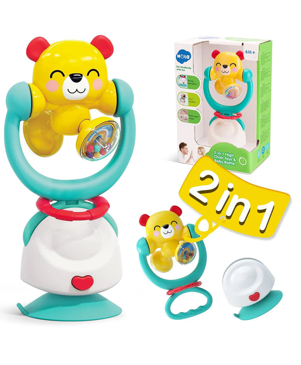 Hola 2-in-1 Kung Fu Bear Highchair Suction Toy & Rattle 10 x 7.5 x 20 cm Multicolor