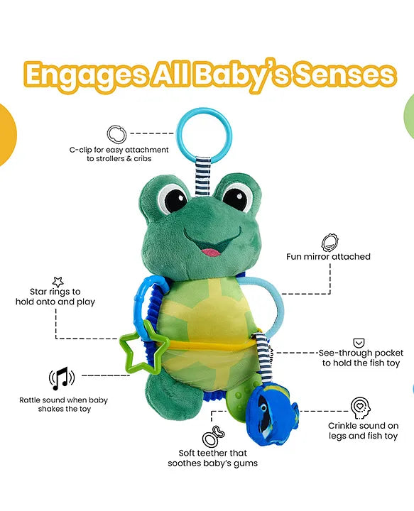 Activity Toad Baby Toy, Crinkle Fish, Mirror, Teethers Stroller Toy for Babies