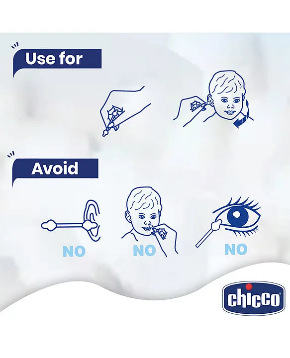 Chicco Cotton Buds With Ear Drum Protection 99 Pcs – White