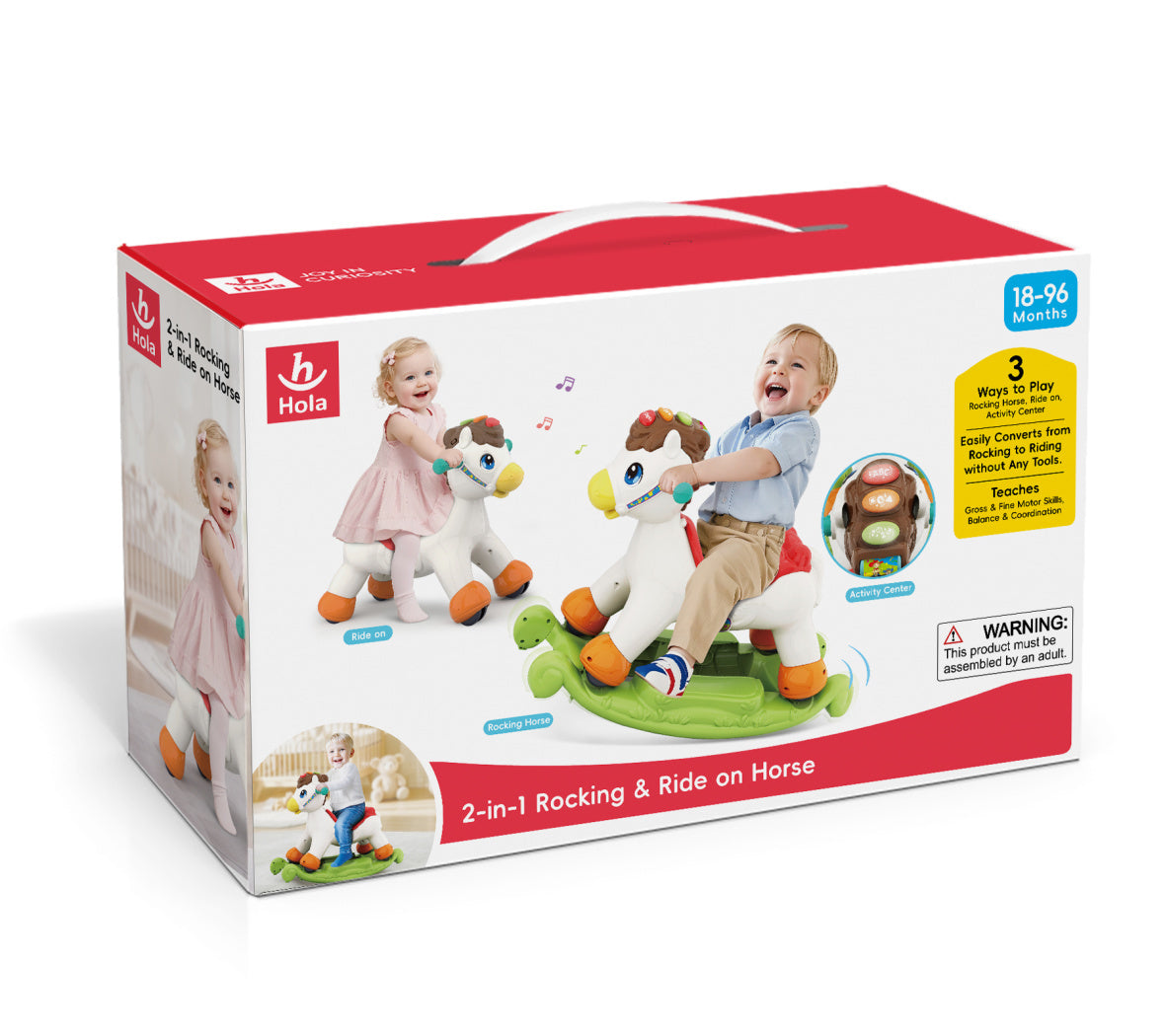 Hola 2-in-1 Rocking & Riding Pony 18M+ White
