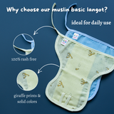 Tinycare Teddy Print & Solid Muslin Basic Langot with Strings - SMALL SIZE