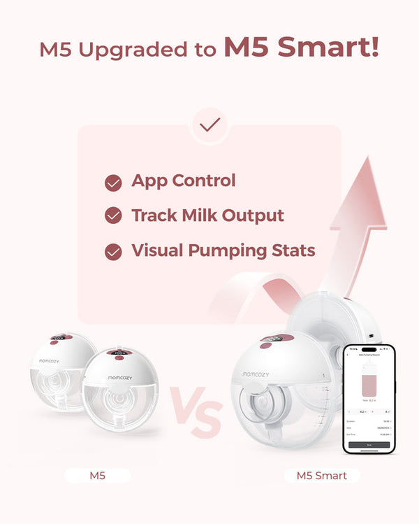Momcozy M5 Double Wearable Breast Pump 24mm Rose Pink