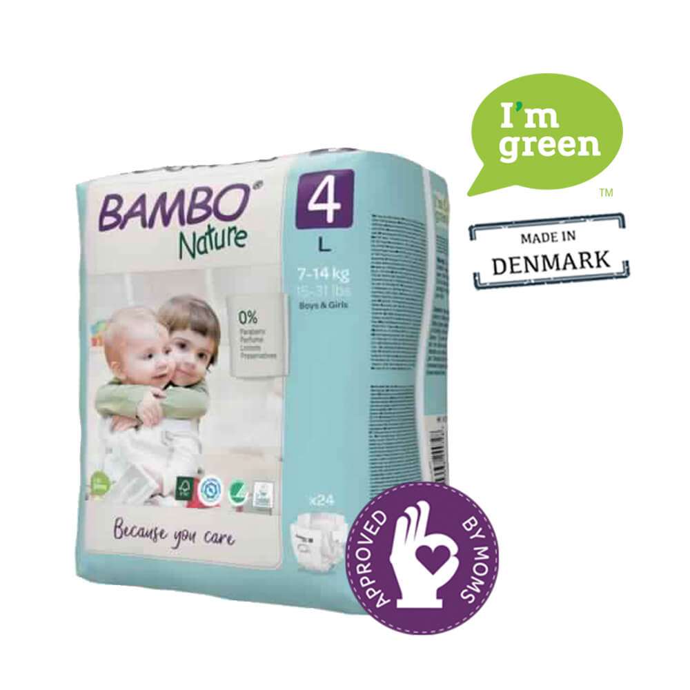 Bambo Nature Premium Baby Tape Diapers Size 4 Large 7–14 kg – 24 Count