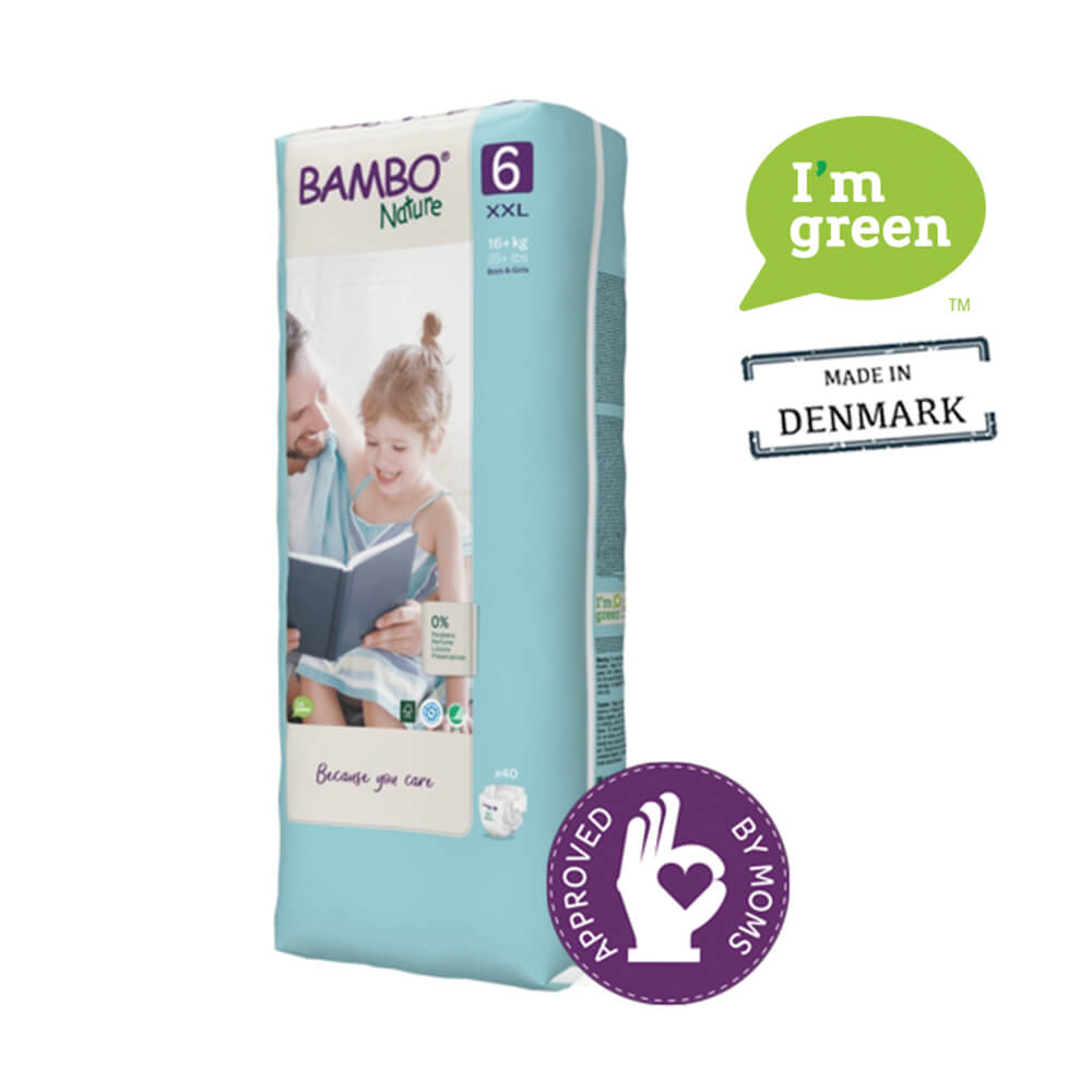 Bambo Nature Premium Baby Tape Diapers Size 6 XXL – 16+ kg, Pack of 40