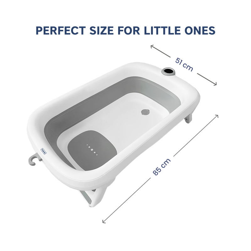 Hopop Smart Foldable Baby Bathtub with Temperature Sensor & Drain Plug One Size – Grey