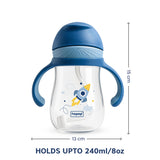 Hopop Soft Silicone Straw Sipper Cup 240 ml Blue