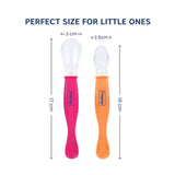 Hopop Silicone Baby Self-Feeding Spoons Pack of 2 Pink & Orange