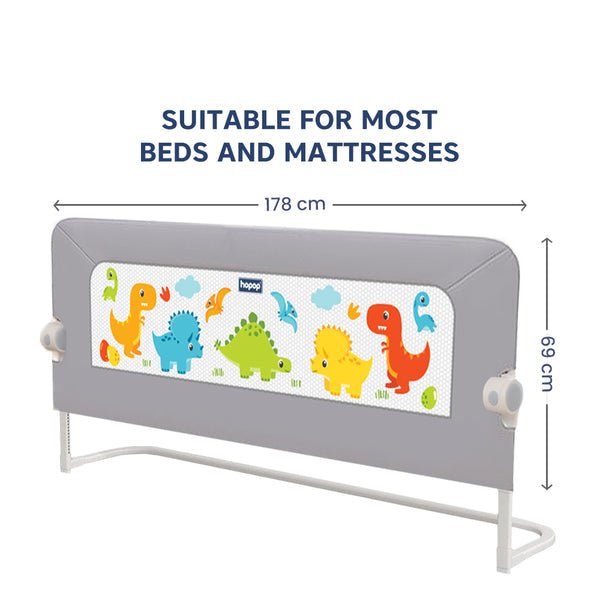 Hopop Baby Bed Rail Guard Secure Sleep Foldable Universal Fit – Grey