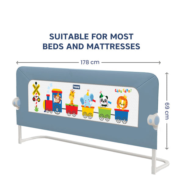 Hopop Baby Bed Rail Guard Secure Sleep Universal Fit Blue
