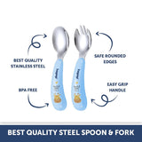 Hopop Stainless Steel Spoon & Fork Set with Travel Case 2-Piece Blue