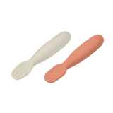 Béaba Set of 2 Silicone Pre-Feeding Spoons – Terracotta / Velvet Grey