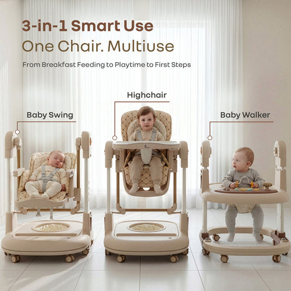 R for Rabbit High Chair Marshmallow Trio 3 in 1 6M–5Y Up to 20kg – Beige