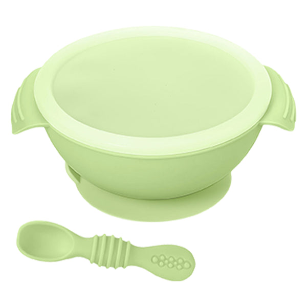 Hopop Silicone Bowl & Spoon Set with Suction Base & Snap-On Lid One Size