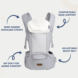 Hopop Elegant 5-in-1 Hip Seat Baby Carrier 4-36 Months Black