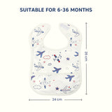 Hopop Easy-Clean Waterproof Baby Bib with Crumb Catcher - Assorted Prints