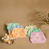 Tinycare Teddy Print & Solid Muslin Basic Langot with Strings - SMALL SIZE