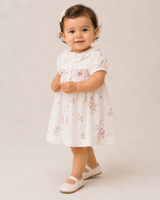 Calyx Baby Girl Floral Smocked Cotton Frock 0–3 Months Cream & Pink