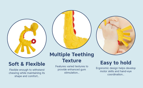 Hopop Giraffe Silicone Teether- Assorted - Assorted Colour