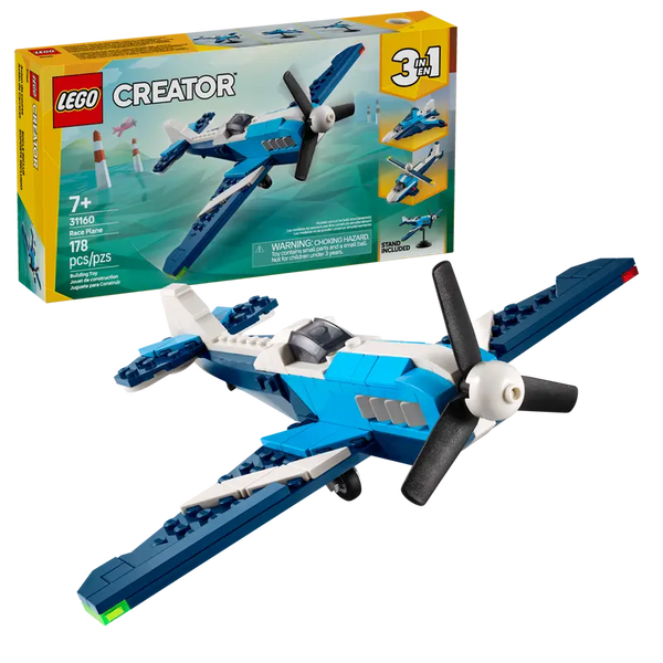 LEGO Creator 3in1 Aircraft: Race Plane Toy Vehicle Playset 7+ 178Pcs 31160