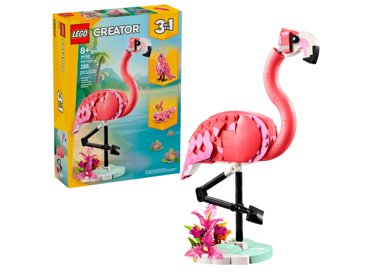 LEGO Creator 3in1 Wild Animals Pink Flamingo 288 Pieces Pink