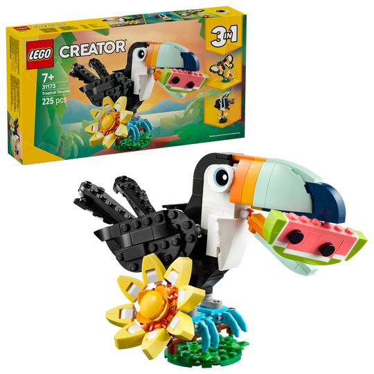 Lego Creator 3in1 Wild Animals: Tropical Toucan Figure 31173 Building Kit (225 Pieces)