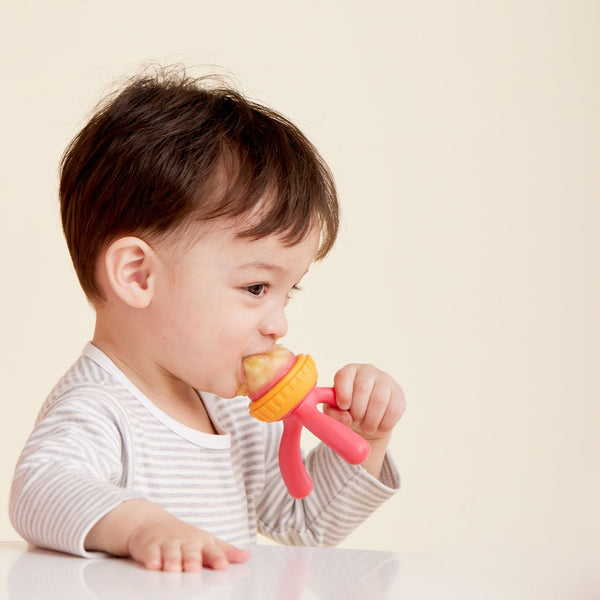 B Box Silicone Fresh Food Feeder - Strawberry Shake Pink Orange