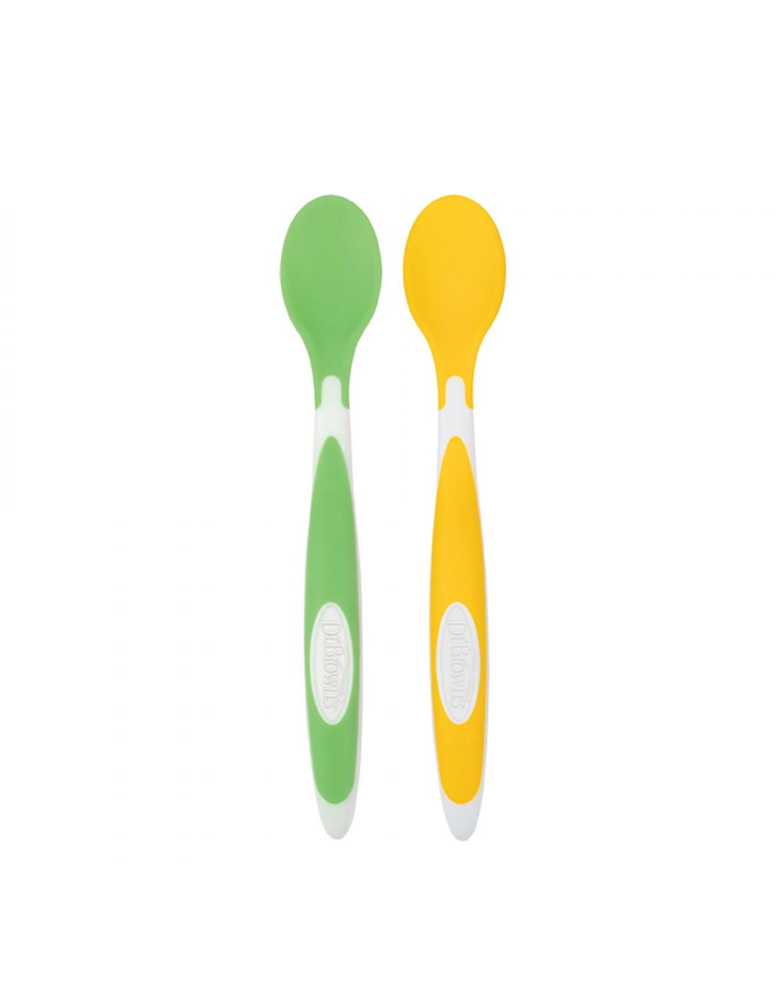 Dr. Brown's Soft-Tip Baby Feeding Spoon Pack of 2 Yellow & Green