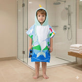 Quad Seven Playful Dolphin Hooded Towel Poncho for Boys (2–4 Years) – Soft Beach Robe with Sunglasses