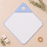 Babiano Teddy Bear Baby Hooded Towel – White & Sky Blue