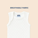 Hopop Baby Envelope Neck Sleeveless Solid Patterned Cotton Vest Preemie–12M – White
