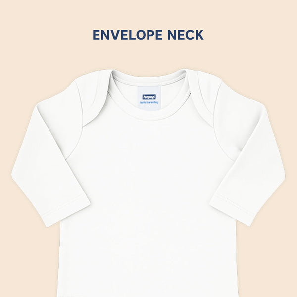 Hopop Envelope Neck Full Sleeve Cotton Vest - White