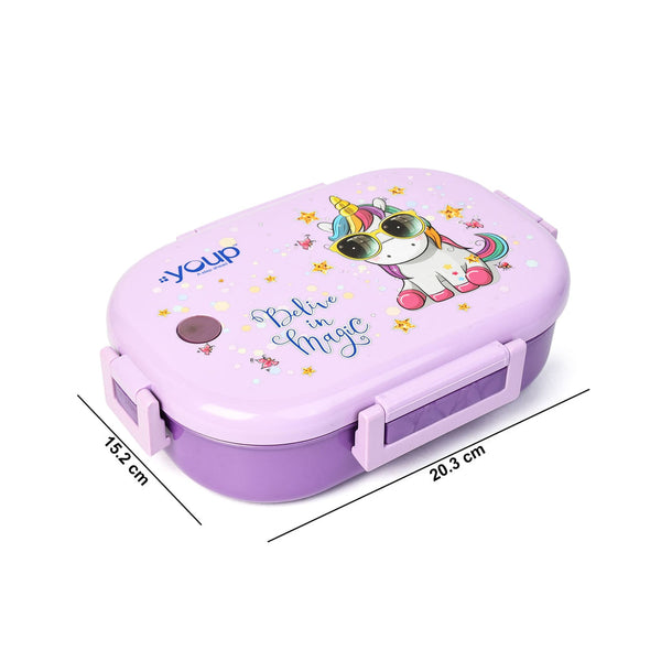Youp Stainless Steel Purple Color Kids Lunch Box - Unicorn Theme