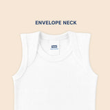 Hopop Baby Envelope Neck Sleeveless Cotton Vest 1 Piece Preemie–2Y – White