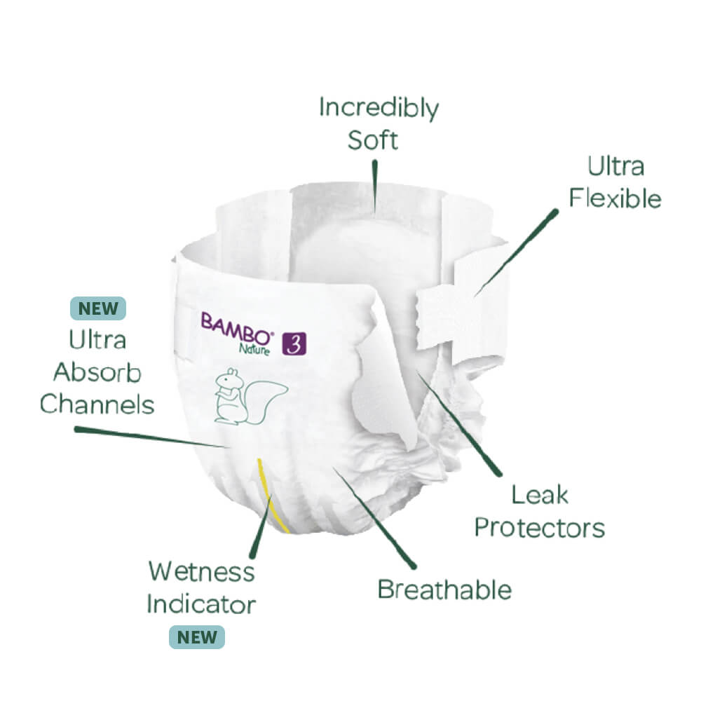 Bambo Nature Premium Tape Diapers Size 3 Medium 4–8 kg – 52 Count
