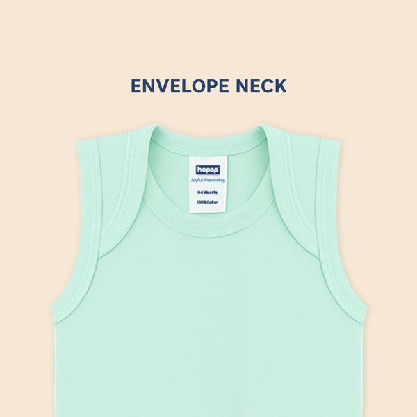 Hopop Envelope Neck Sleeveless Cotton Vest Pack Of 1 - Assorted