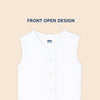Hopop Front Open Sleeveless Cotton Vest - White