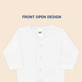 Hopop Front-Open Full-Sleeve Cotton Baby Vest - Preemie to 6–12 Months - White