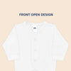 Hopop Front Open Full Sleeves Cotton Vest - White
