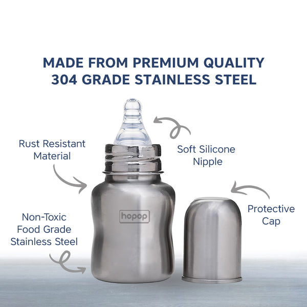 Hopop Baby Steel Feeding Bottle 120ML