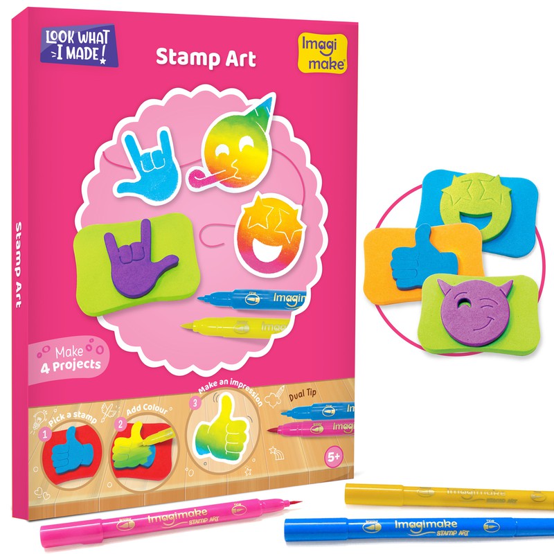 ImagiMake 3 in 1 Awesome Craft Kit | Stamp Art, Friendship Band, 3D Flower Making