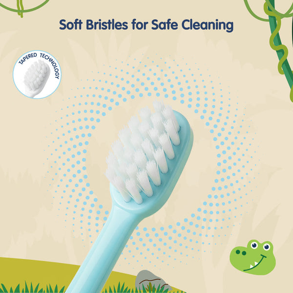 Hopop Kids Toothbrush for 3–8 Years | Extra Soft Bristles | Crocodile Design