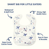 Hopop Easy-Clean Waterproof Baby Bib with Crumb Catcher - Assorted Prints