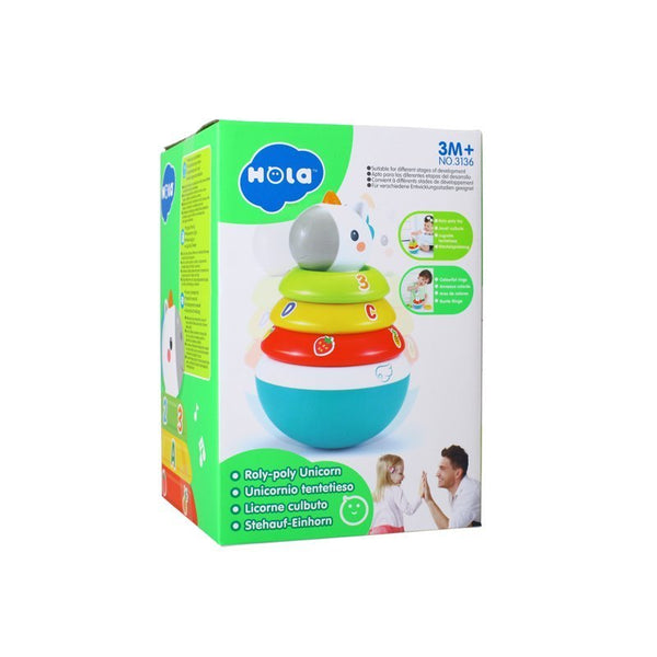 Hola Roly Poly Unicorn 3-in-1 Stacking Toy Rocker & Rattle 11 x 11 x 17 cm Multicolor
