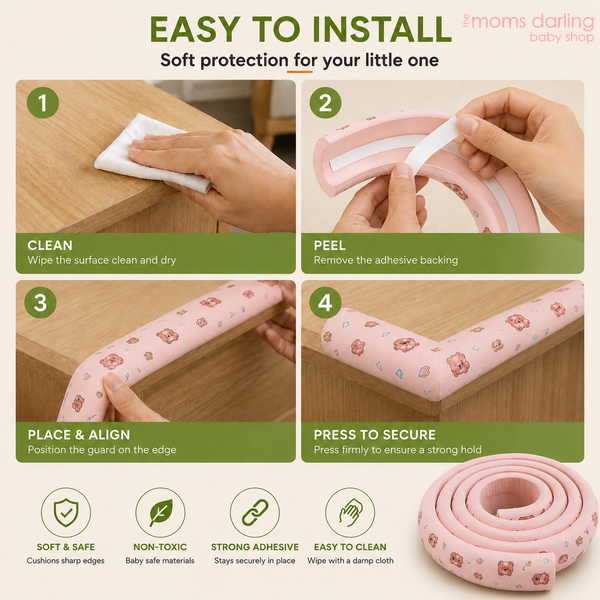 Weikang Baby Safety Soft Cushioned Edge Guard Roll - 2 Mtr Pink