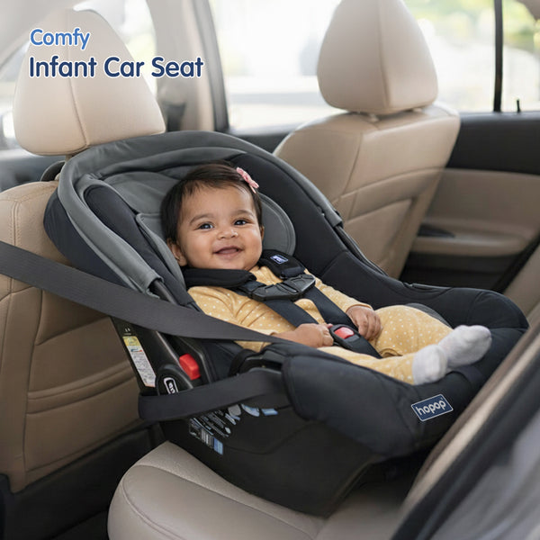Hopop 4 in 1 Multi-Purpose Comfy Infant Car Seat for Baby - Black Grey