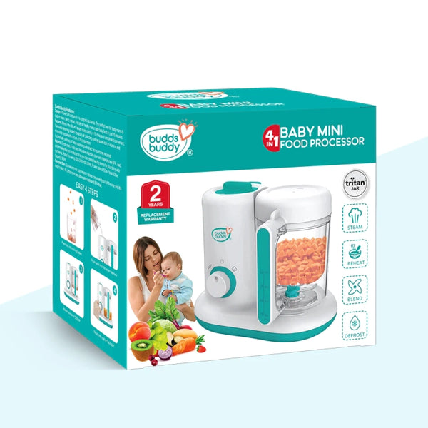 Budds Buddy 4 in 1 Baby Mini Food Processor With Steamer and Blender