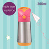 B Box Insulated Straw Sipper Drink Water Bottle 350Ml - Strawberry Shake Pink Orange