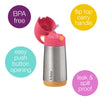 B Box Insulated Straw Sipper Drink Water Bottle 350Ml - Strawberry Shake Pink Orange
