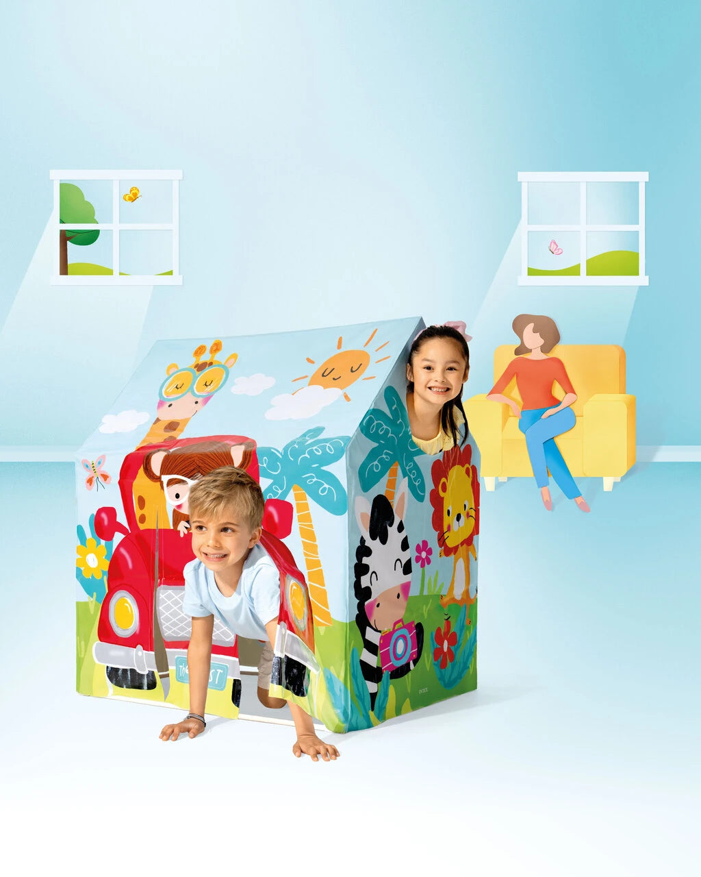Intex Animal Adventure Indoor Pop-Up Play Tent House 95 x 75 x 107 cm Multicolor